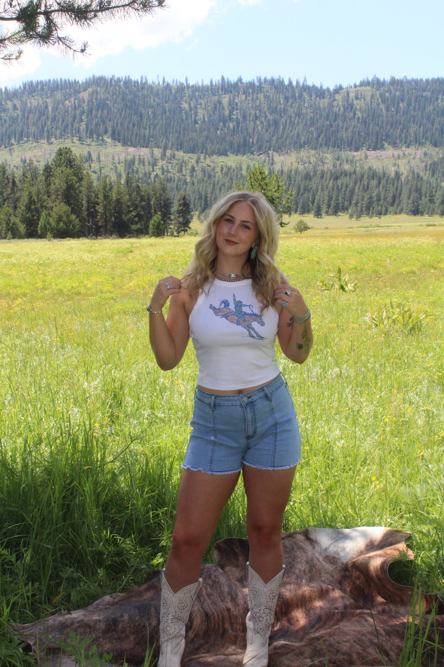 Buckin Horse Cropped Tank