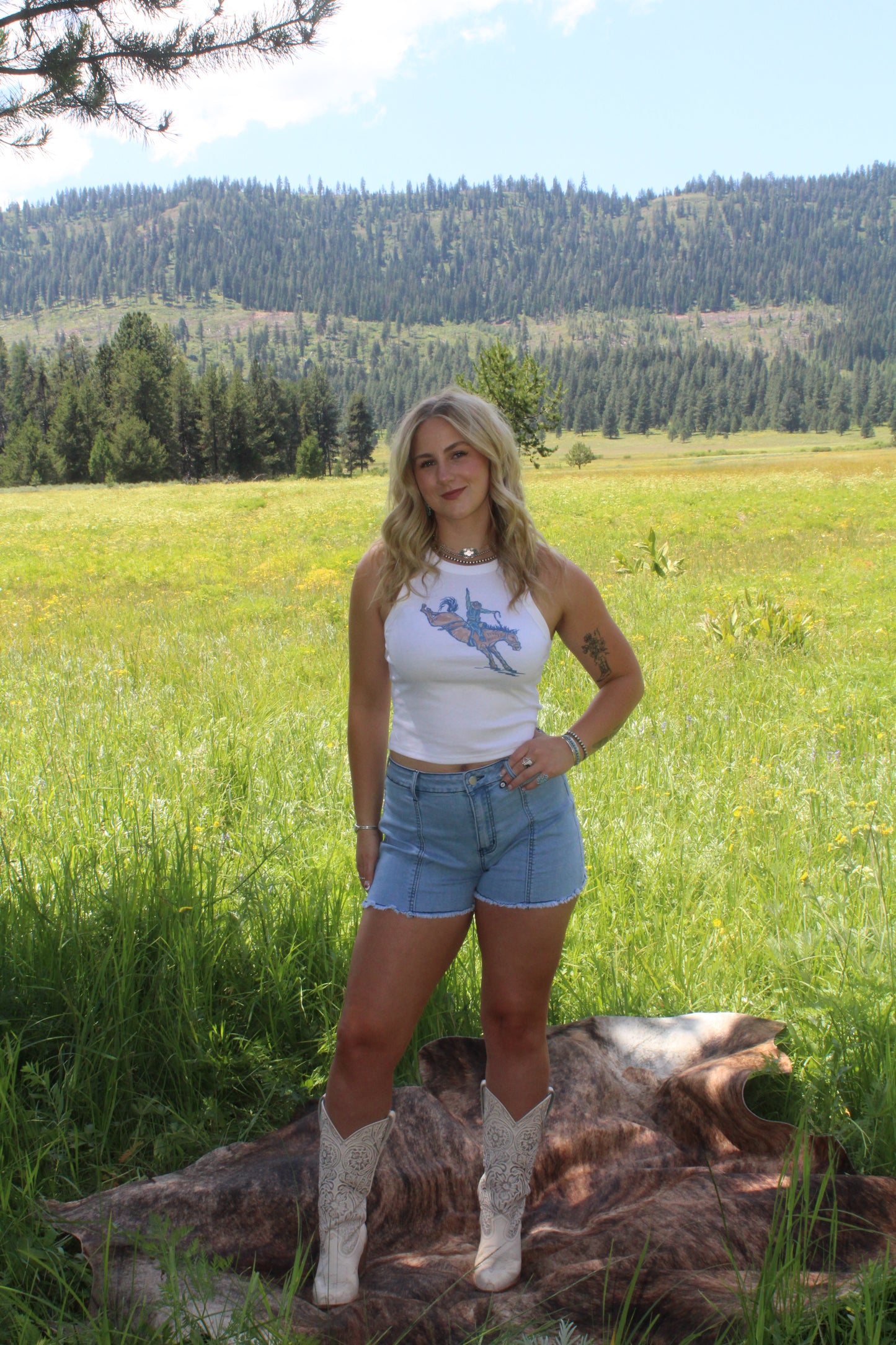 Buckin Horse Cropped Tank