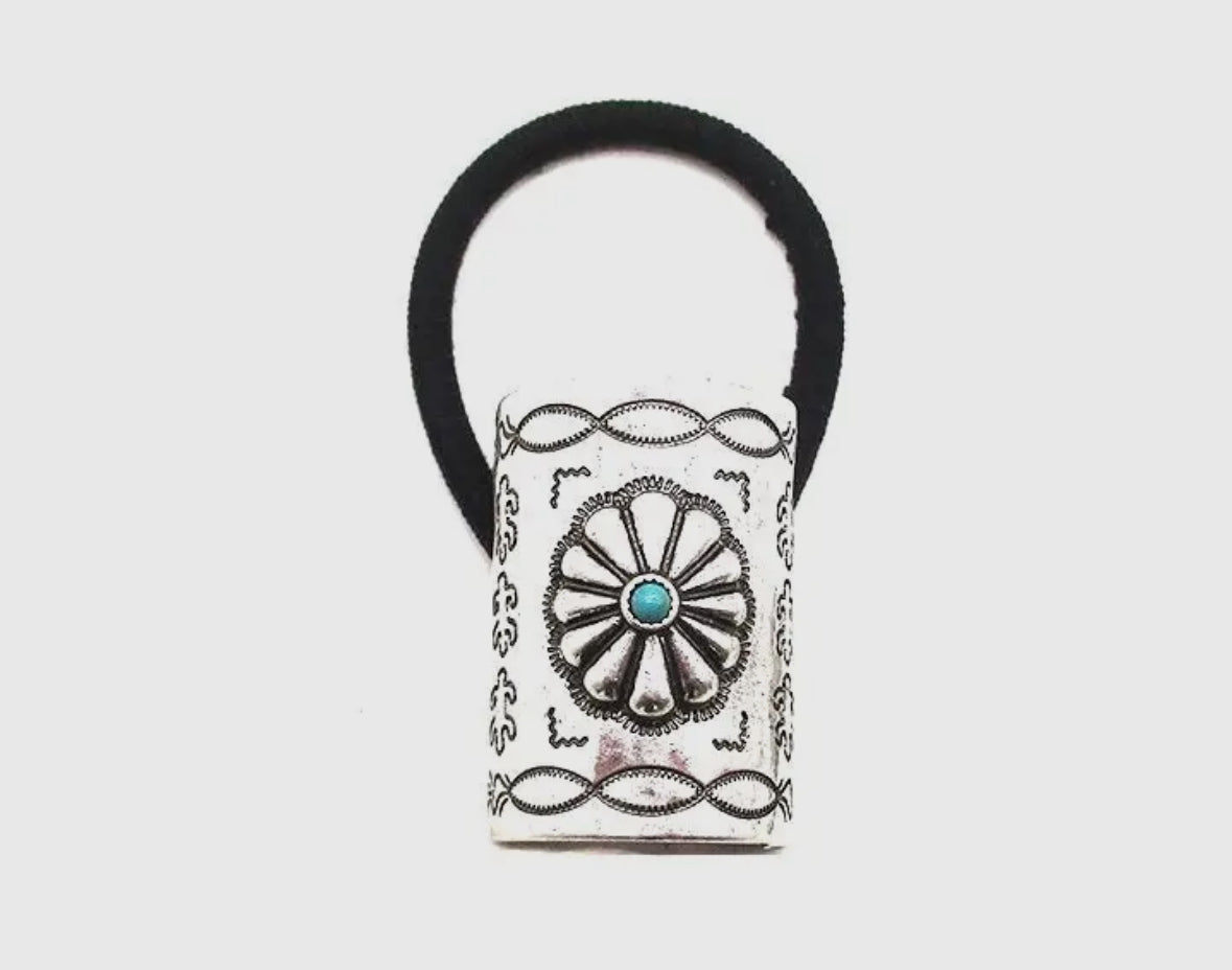 Western Rectangle Concho Hair Tie