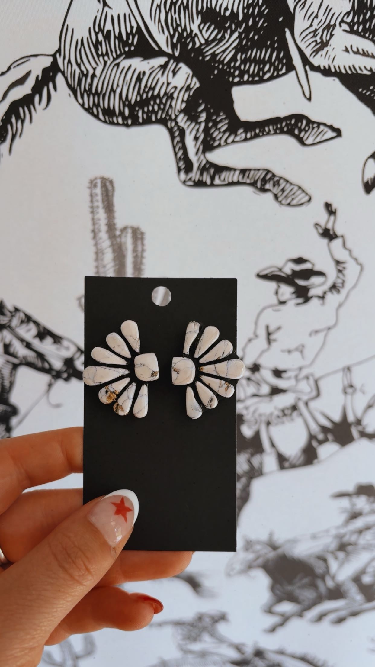 White Concho Clay Earrings