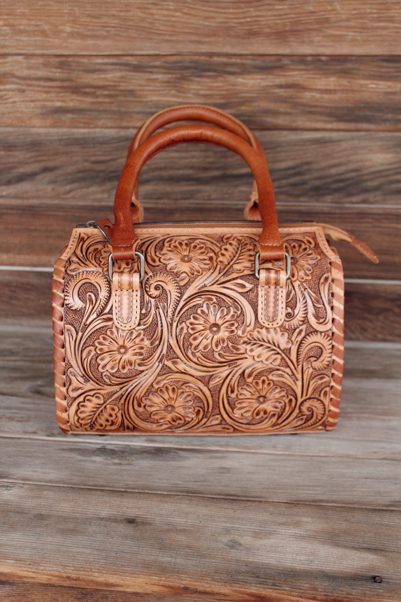 Brown Tooled Leather Purse