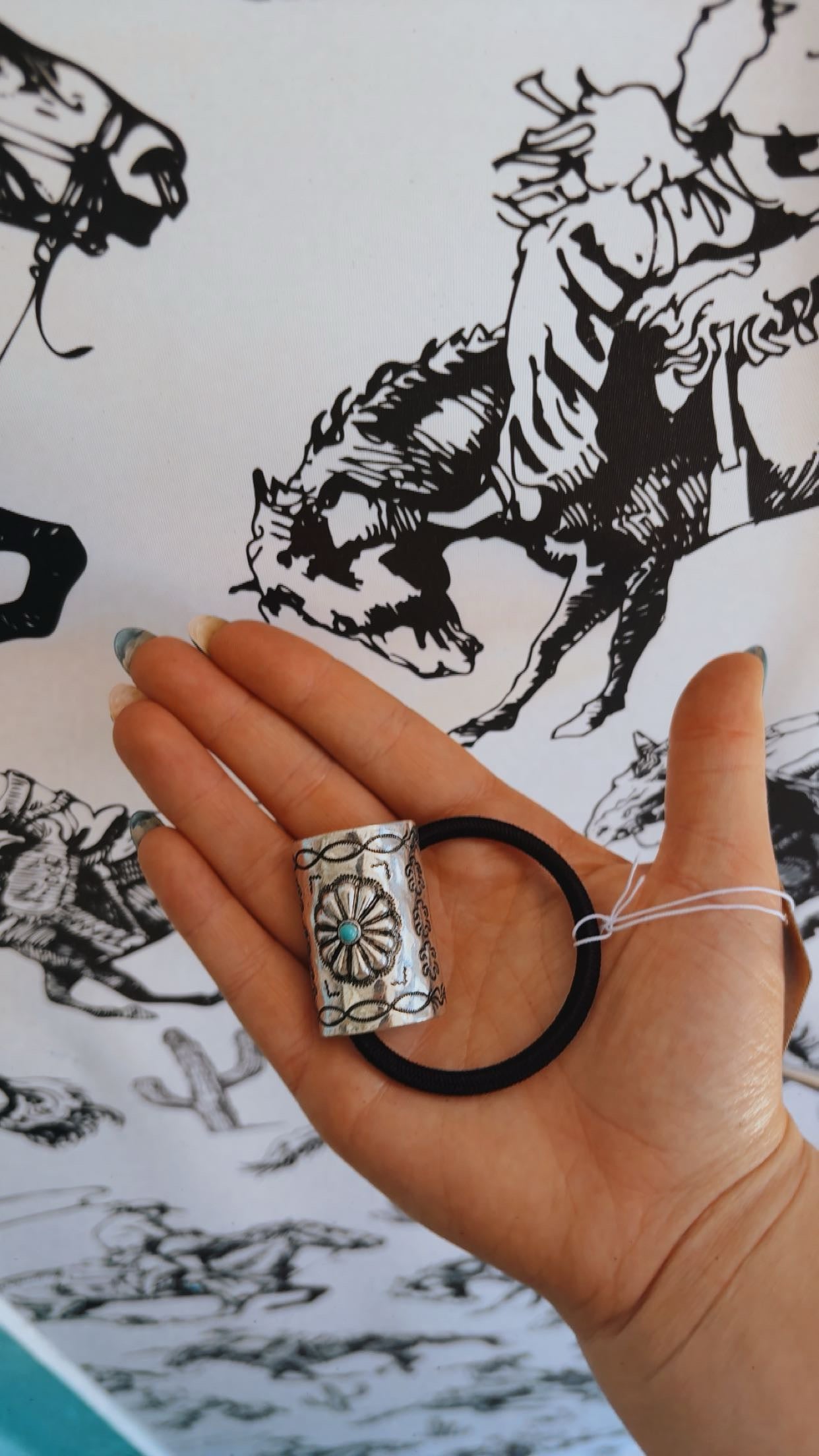 Western Rectangle Concho Hair Tie