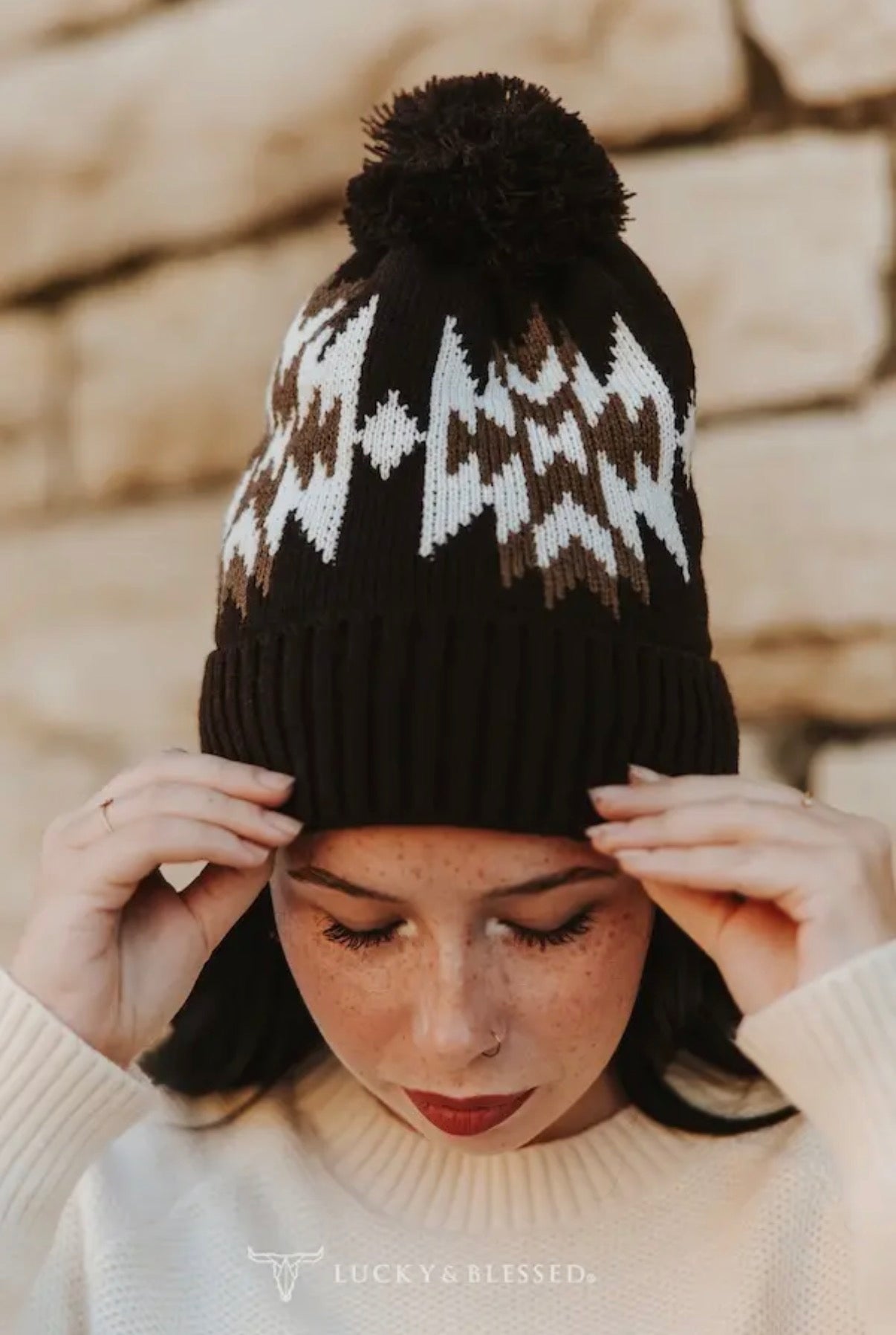 Brown Mesa Pom Beanie
