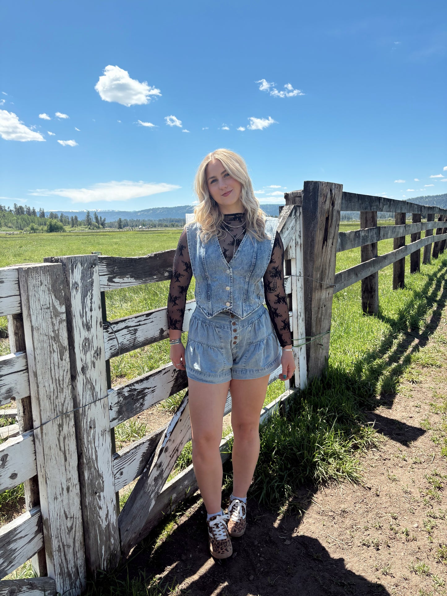 Western Flare Denim Shorts