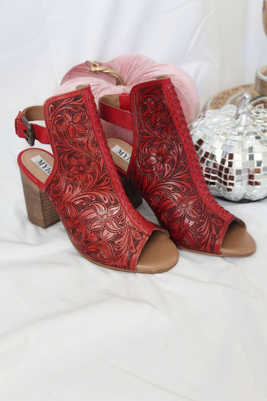 Tooled Leather Heels