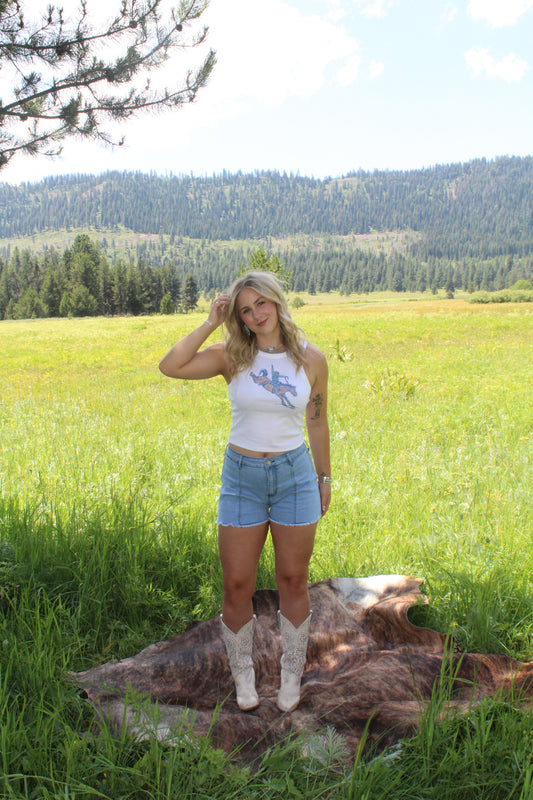 Buckin Horse Cropped Tank