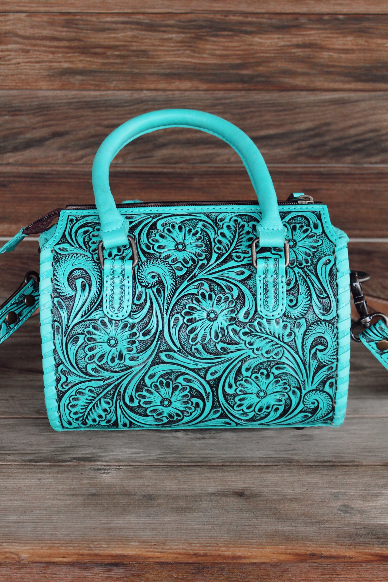 Turquoise Tooled Leather Purse