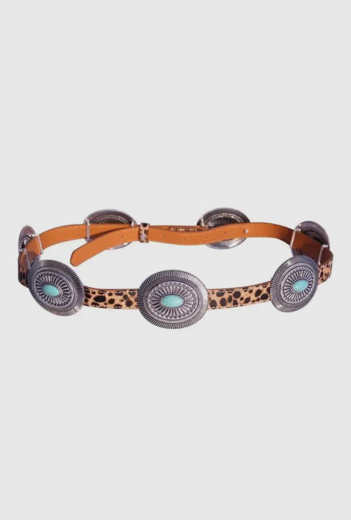 Cheetah & Concho Leather Belt