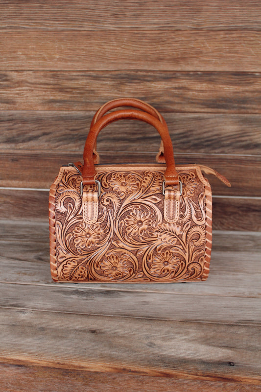 Brown Tooled Leather Purse