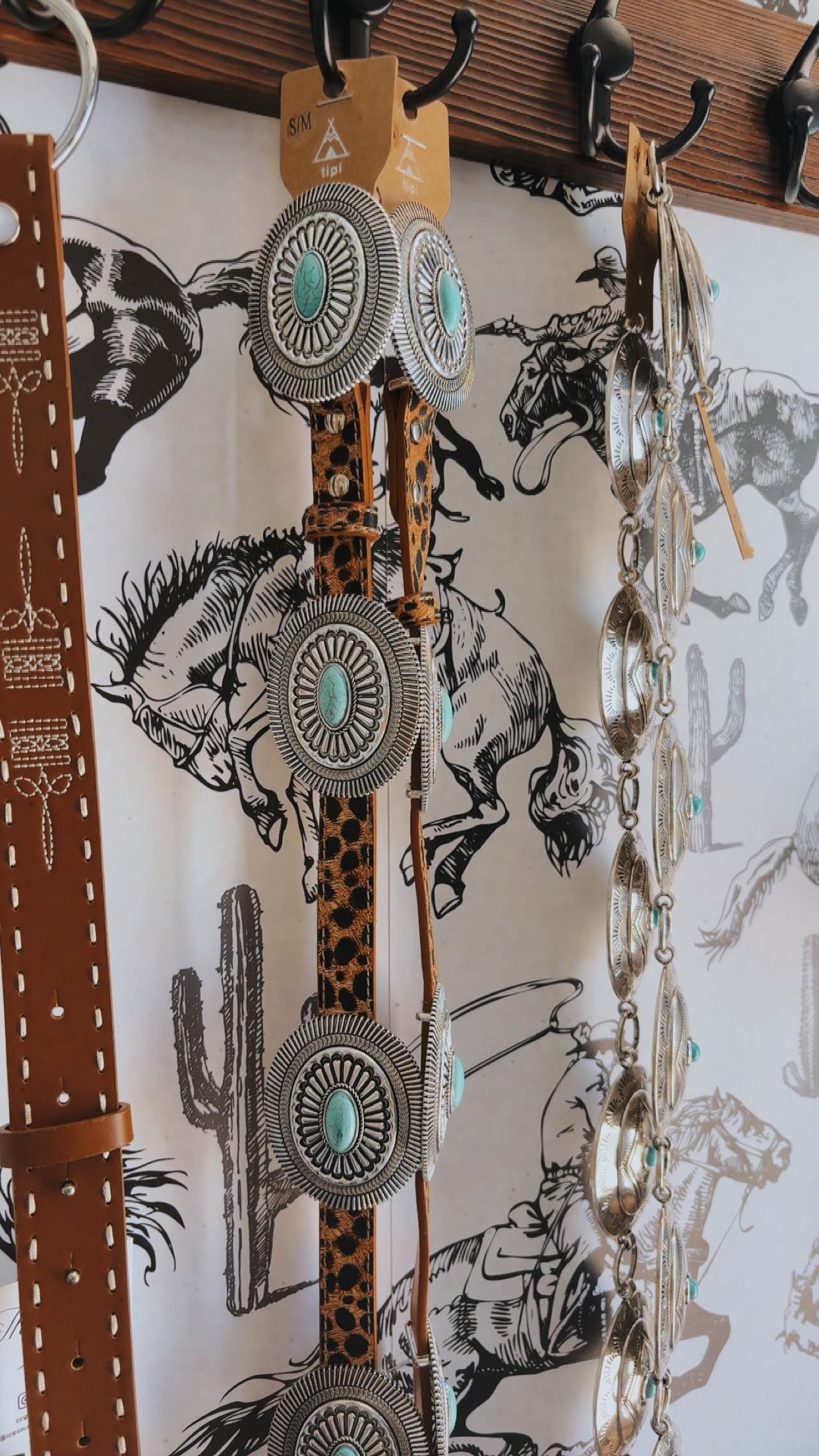 Cheetah & Concho Leather Belt