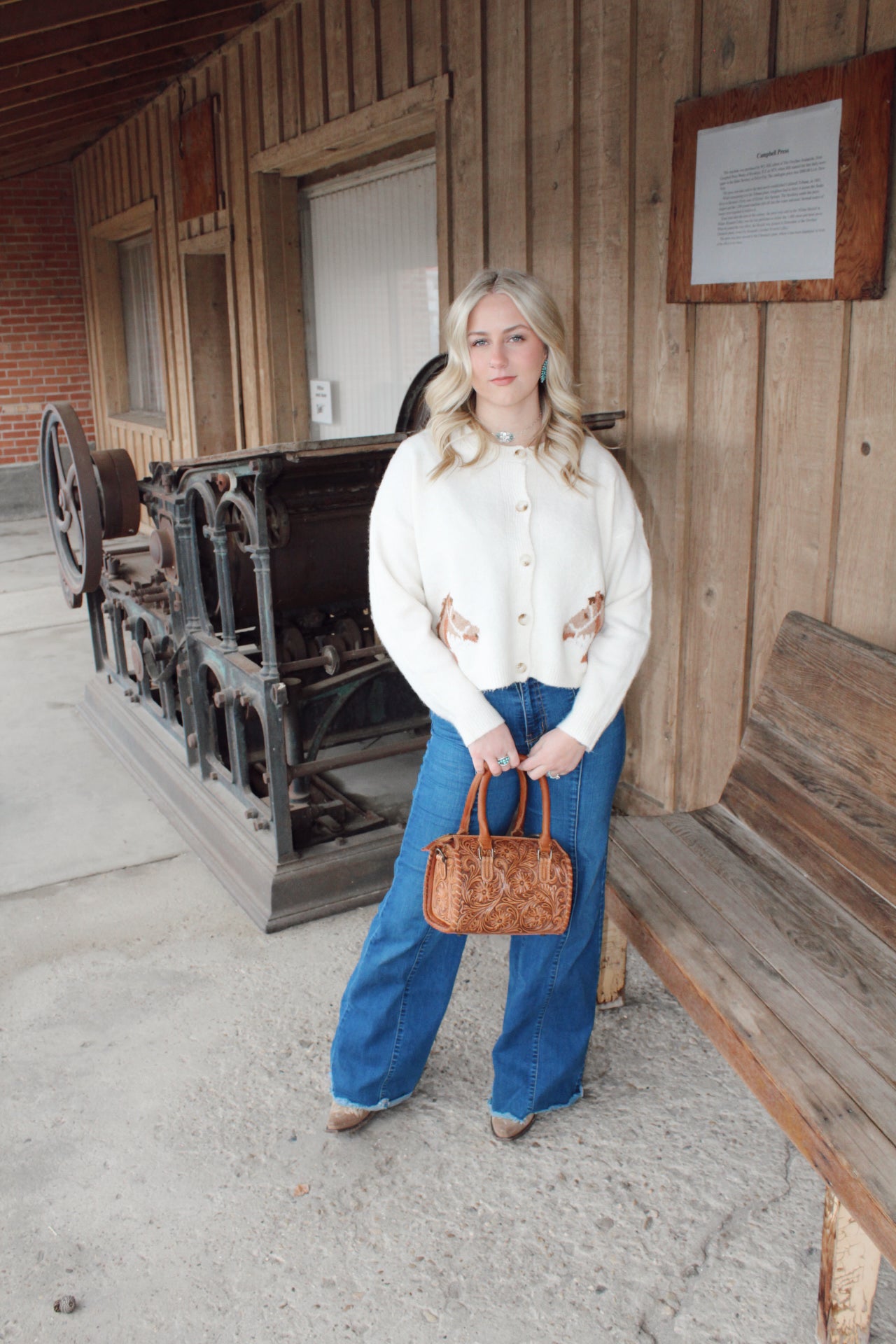 Brown Tooled Leather Purse