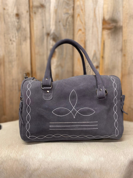 Leather Mini Duffle Bag (Grey)
