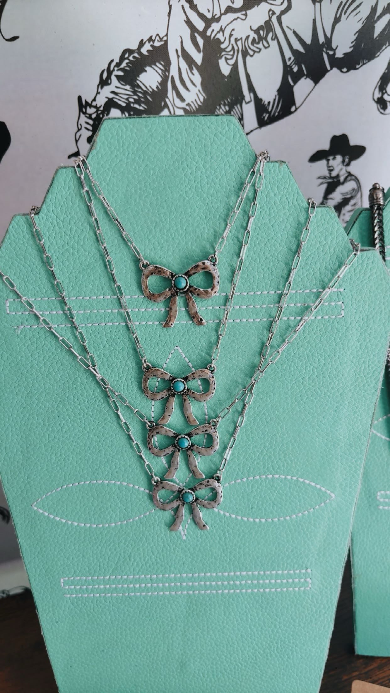 Western Turquoise Bow Necklace