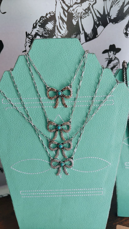 Western Turquoise Bow Necklace