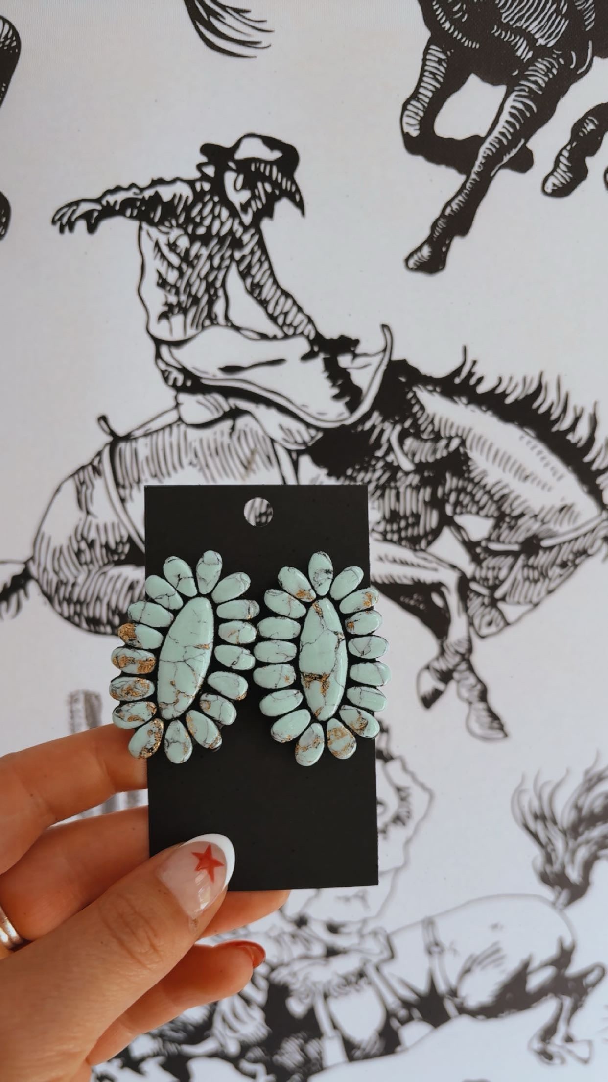 Mint Concho Large Stud Earrings