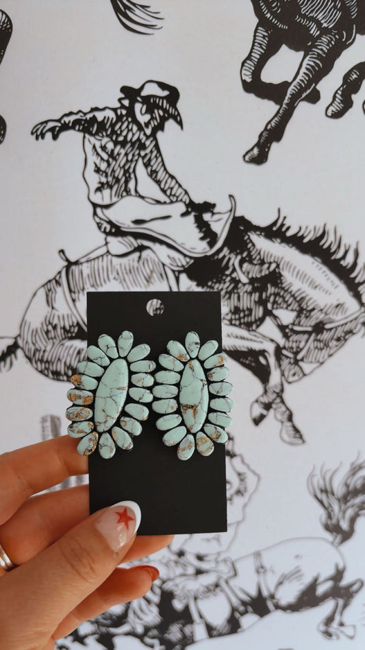 Mint Concho Large Stud Earrings