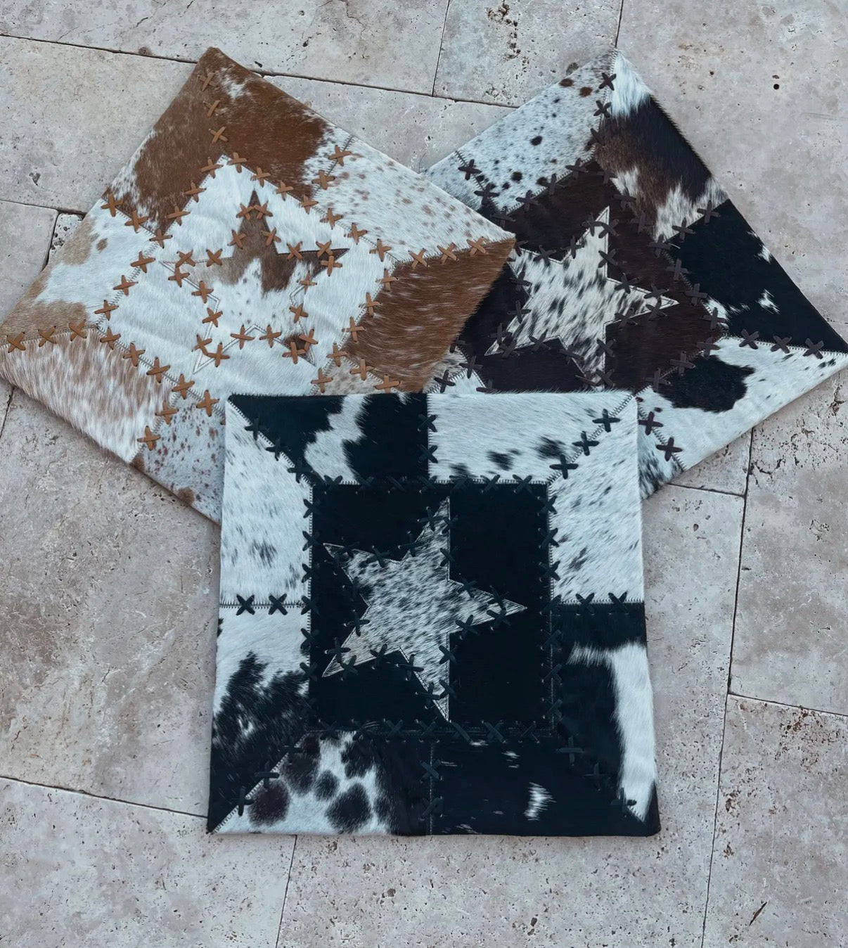 Western Cross Cowhide Pillow Cover
