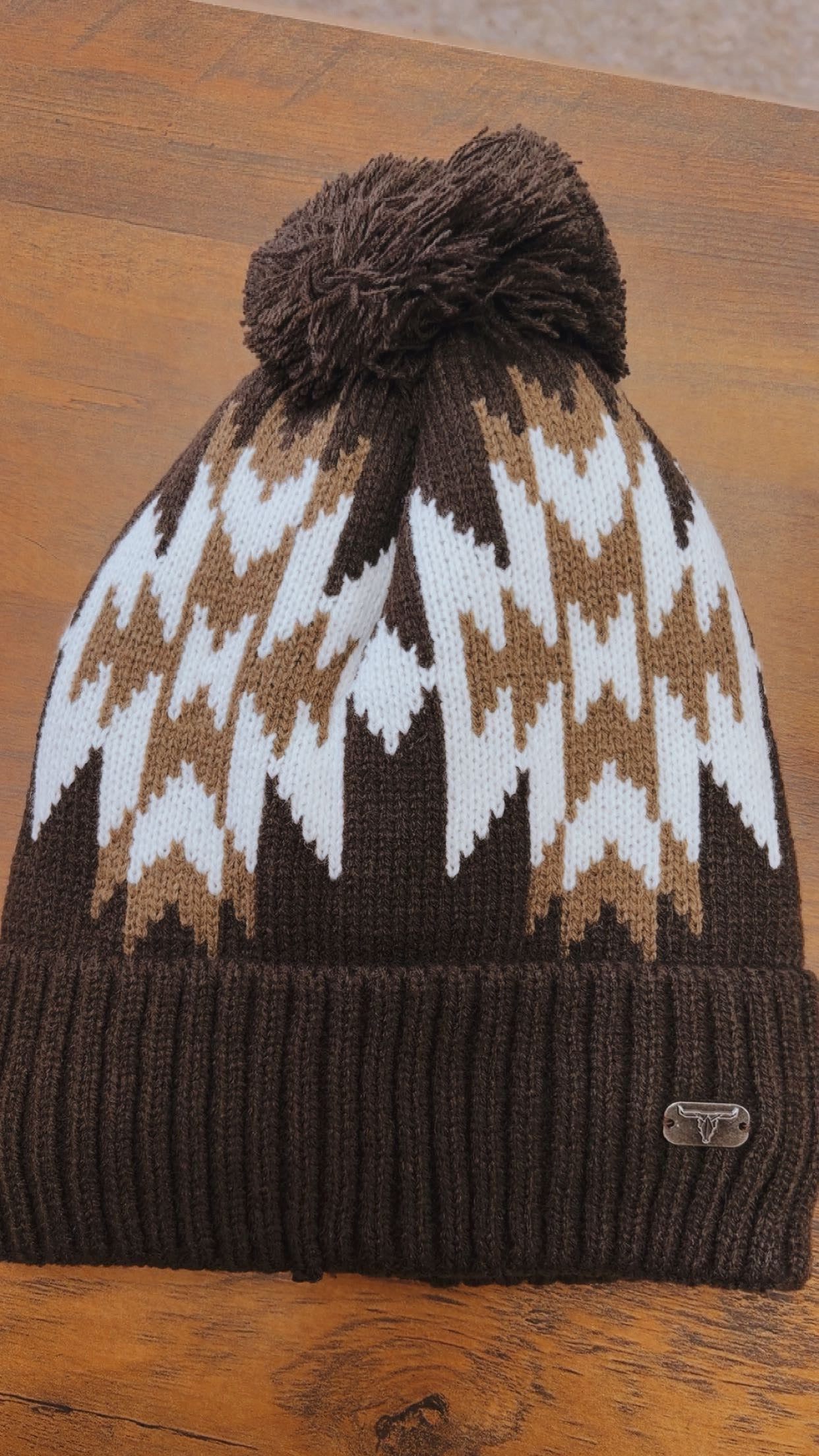 Brown Mesa Pom Beanie