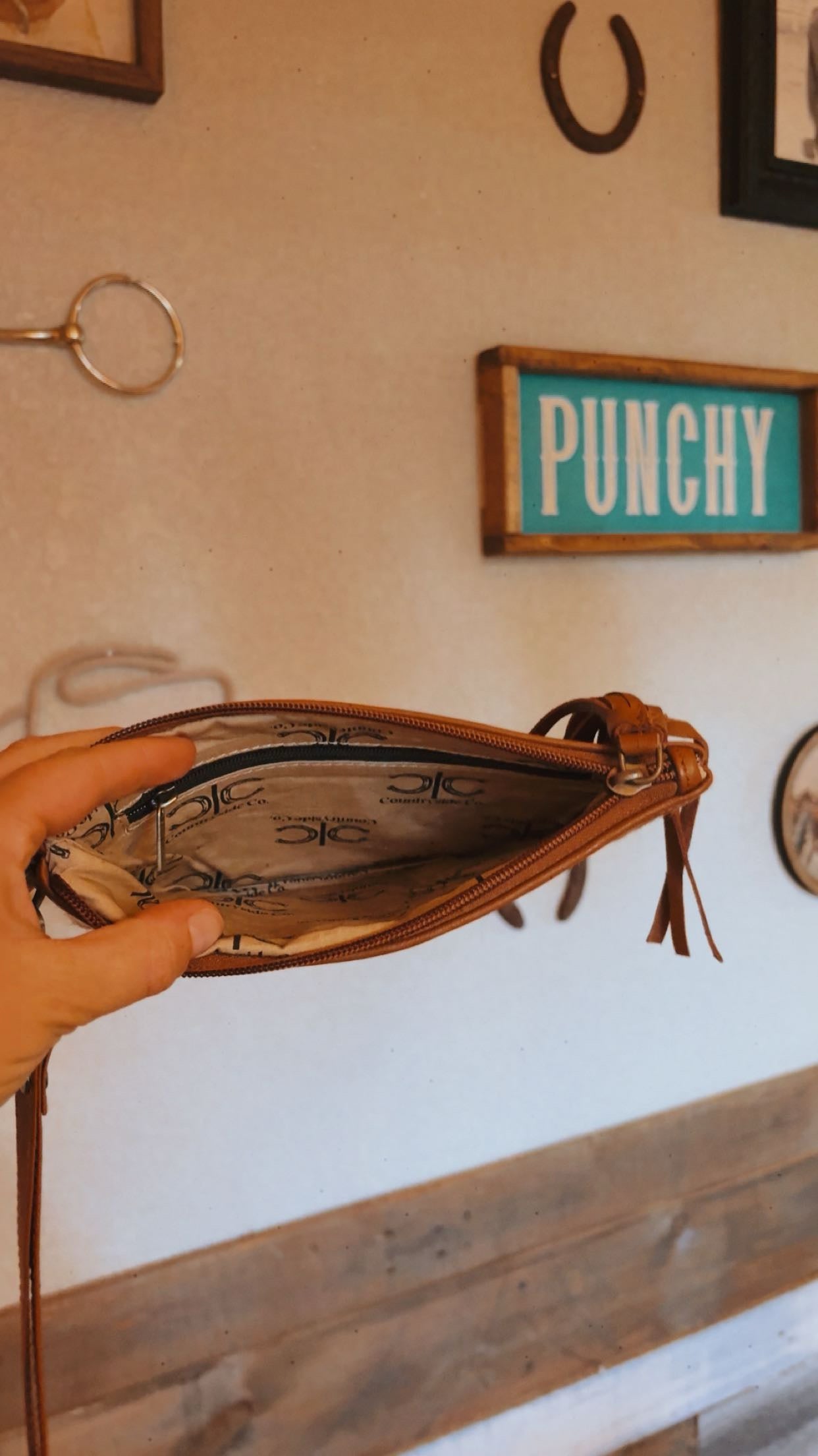 Stockdale Checkered Cowhide Wristlet Pouch