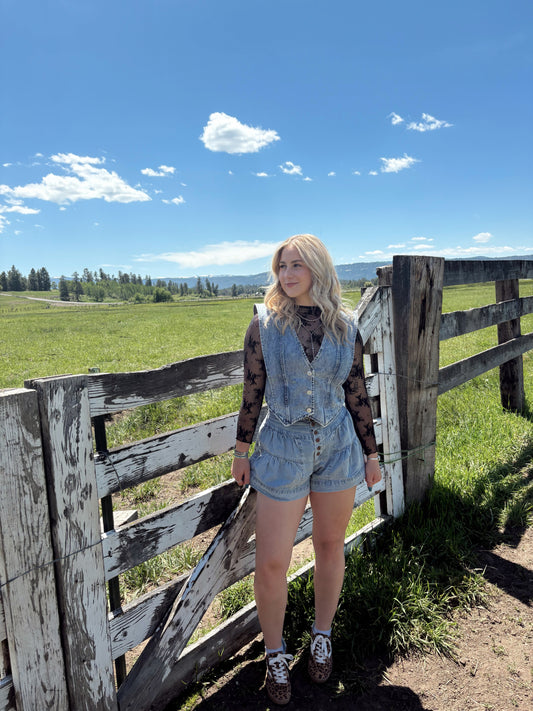 Western Flare Denim Shorts
